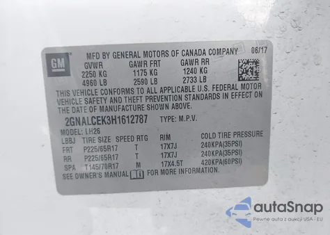 2017 Chevrolet Equinox Lt from USA, damaged, VIN 2GNALCEK3H1612787